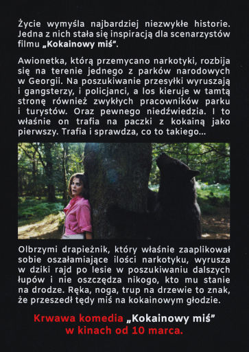 Tył ulotki filmu 'Kokainowy miś'