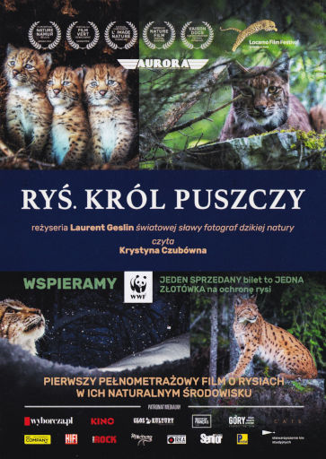 Przód ulotki filmu 'Ryś. Król puszczy'