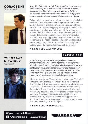 Tył ulotki filmu 'Gorące dni'
