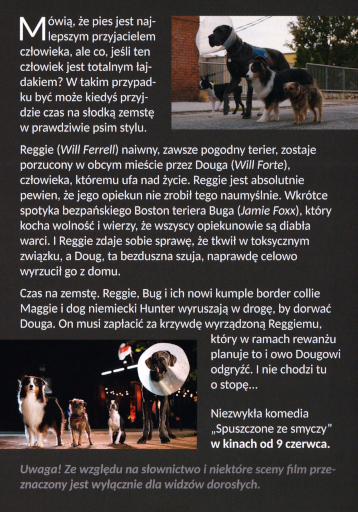 Tył ulotki filmu 'Spuszczone ze smyczy'