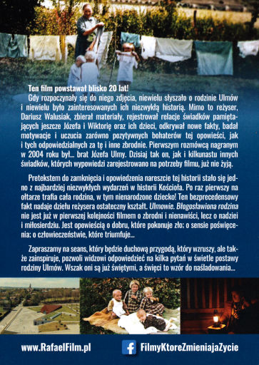 Tył ulotki filmu 'Ulmowie. Błogosławiona rodzina'
