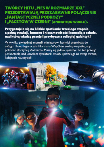 Tył ulotki filmu 'Kosmici w mojej szkole'