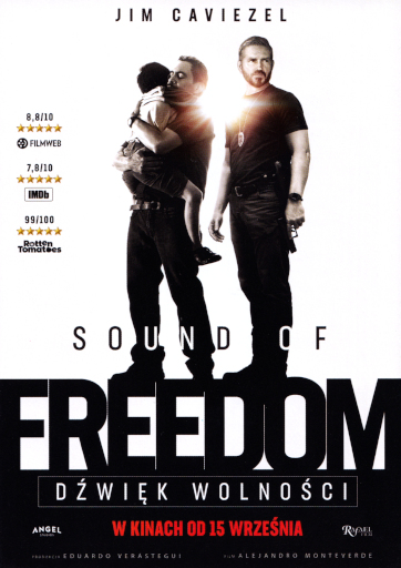 Przód ulotki filmu 'Sound of Freedom. Dźwięk wolności'