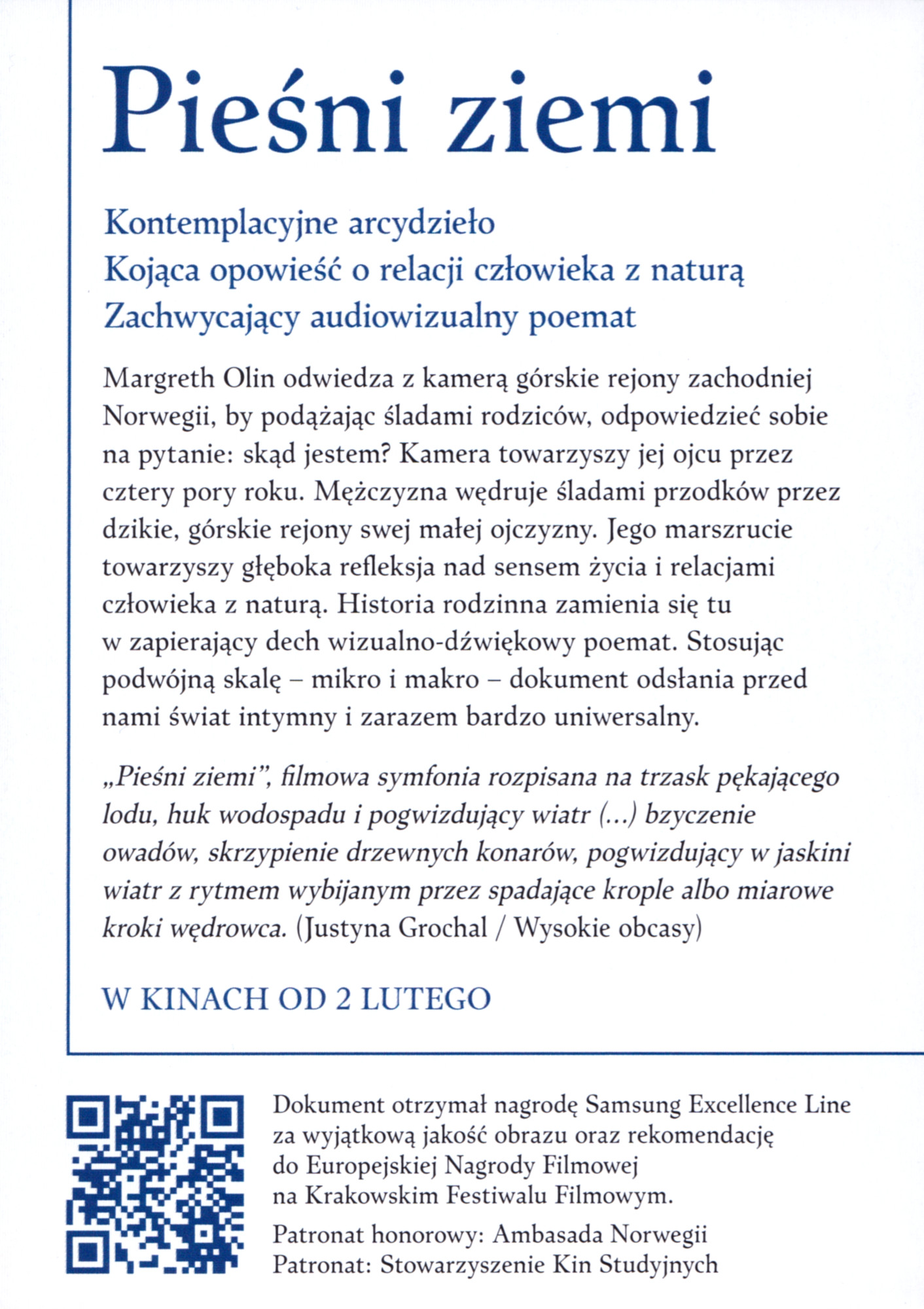 Tył ulotki filmu 'Pieśni ziemi'