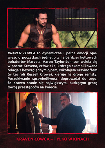Tył ulotki filmu 'Kraven Łowca'