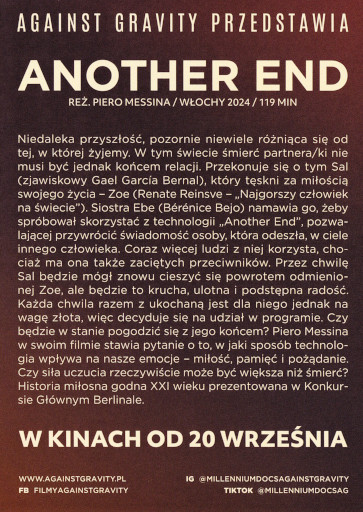 Tył ulotki filmu 'Another End'