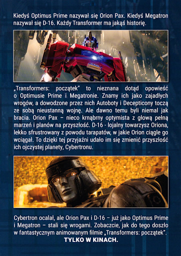 Tył ulotki filmu 'Transformers: Początek'