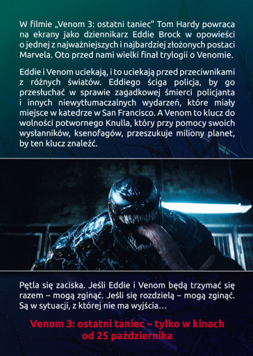 Tył ulotki filmu 'Venom 3: Ostatni taniec'