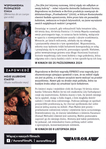 Tył ulotki filmu 'Wspomnienia płonącego ciała'