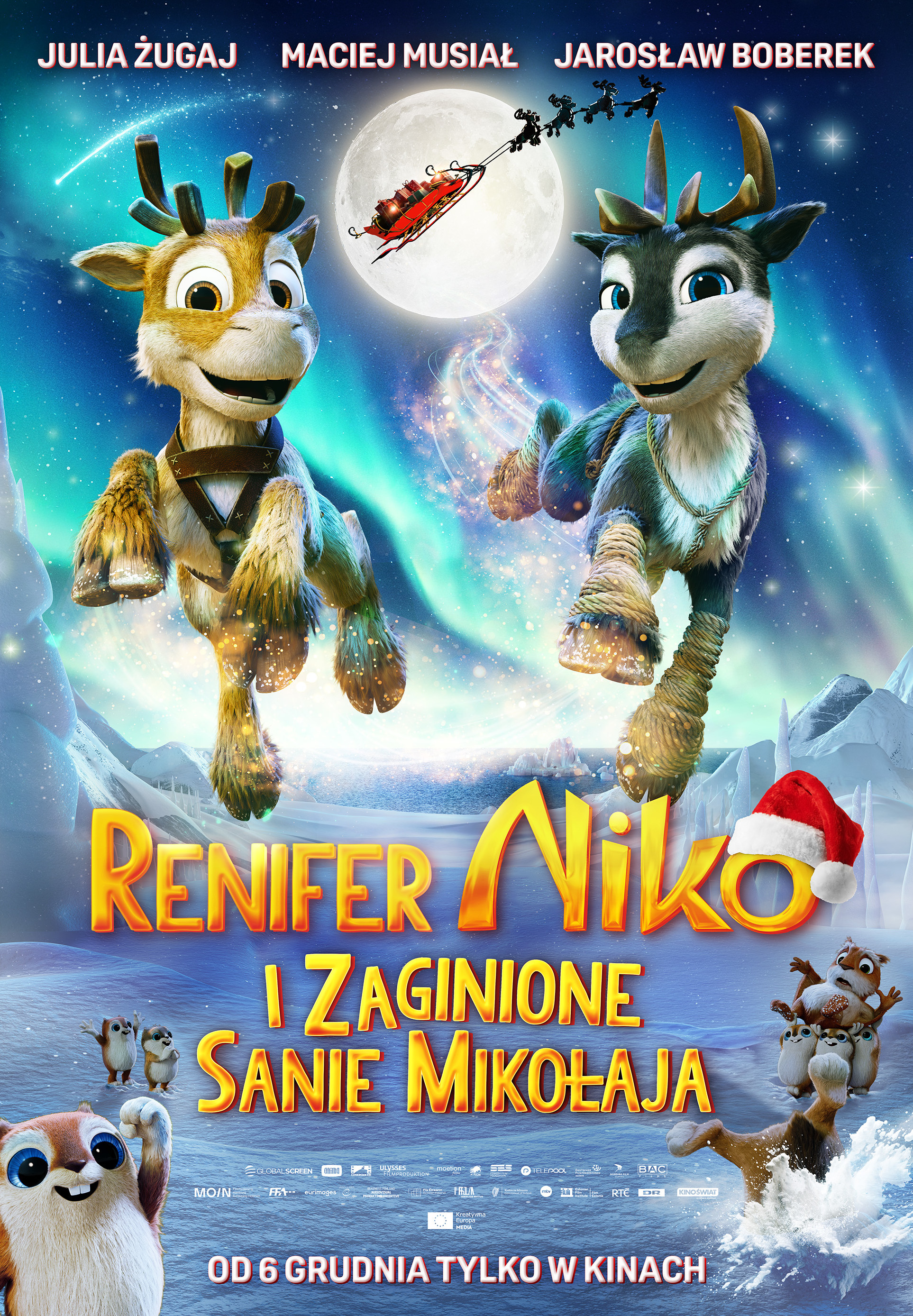Polski plakat filmu 'Renifer Niko i zaginione sanie Mikołaja'