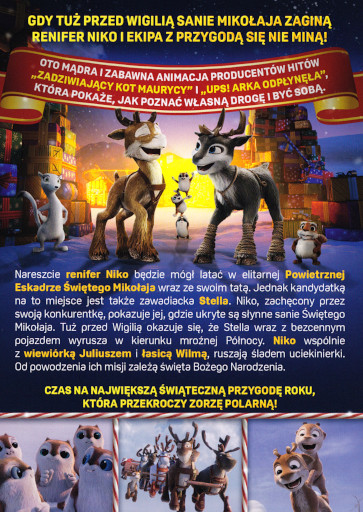 Tył ulotki filmu 'Renifer Niko i zaginione sanie Mikołaja'