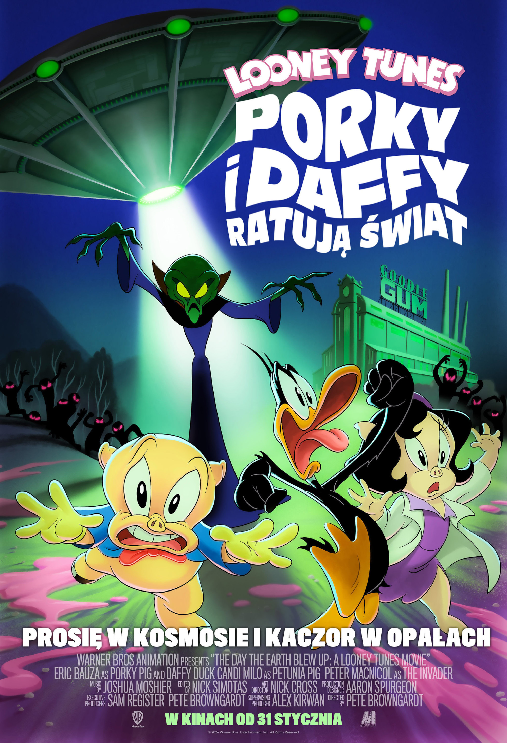 Polski plakat filmu 'Looney Tunes: Porky i Daffy ratują świat'